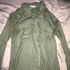 olive green button up shirt